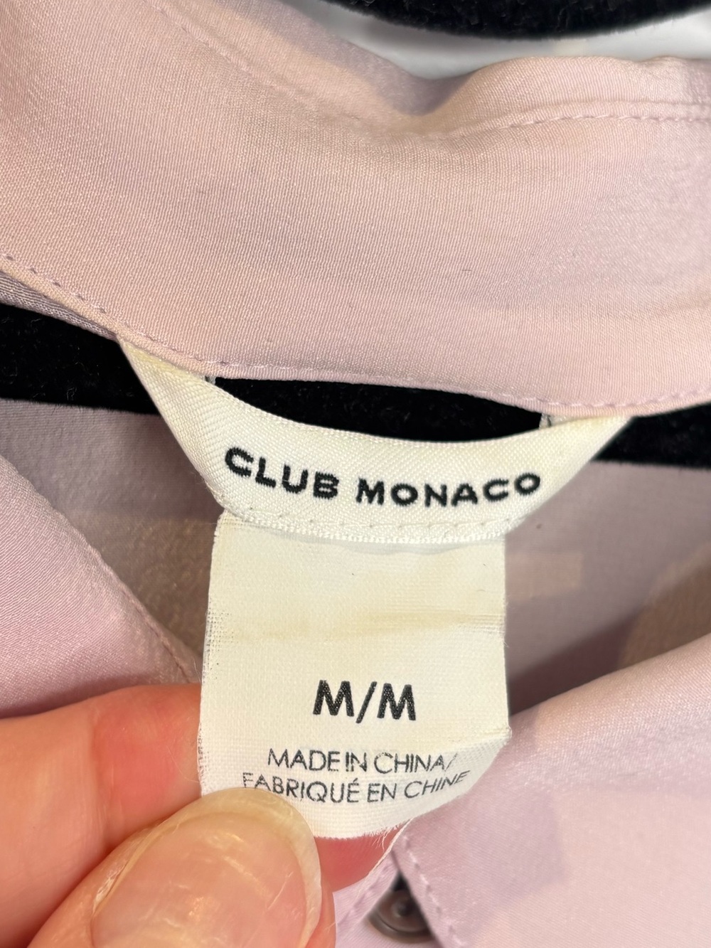 Club Monaco SILK Sheer layered Colorblock Button  Blouse - Pink & Black Medium - Picture 3 of 7